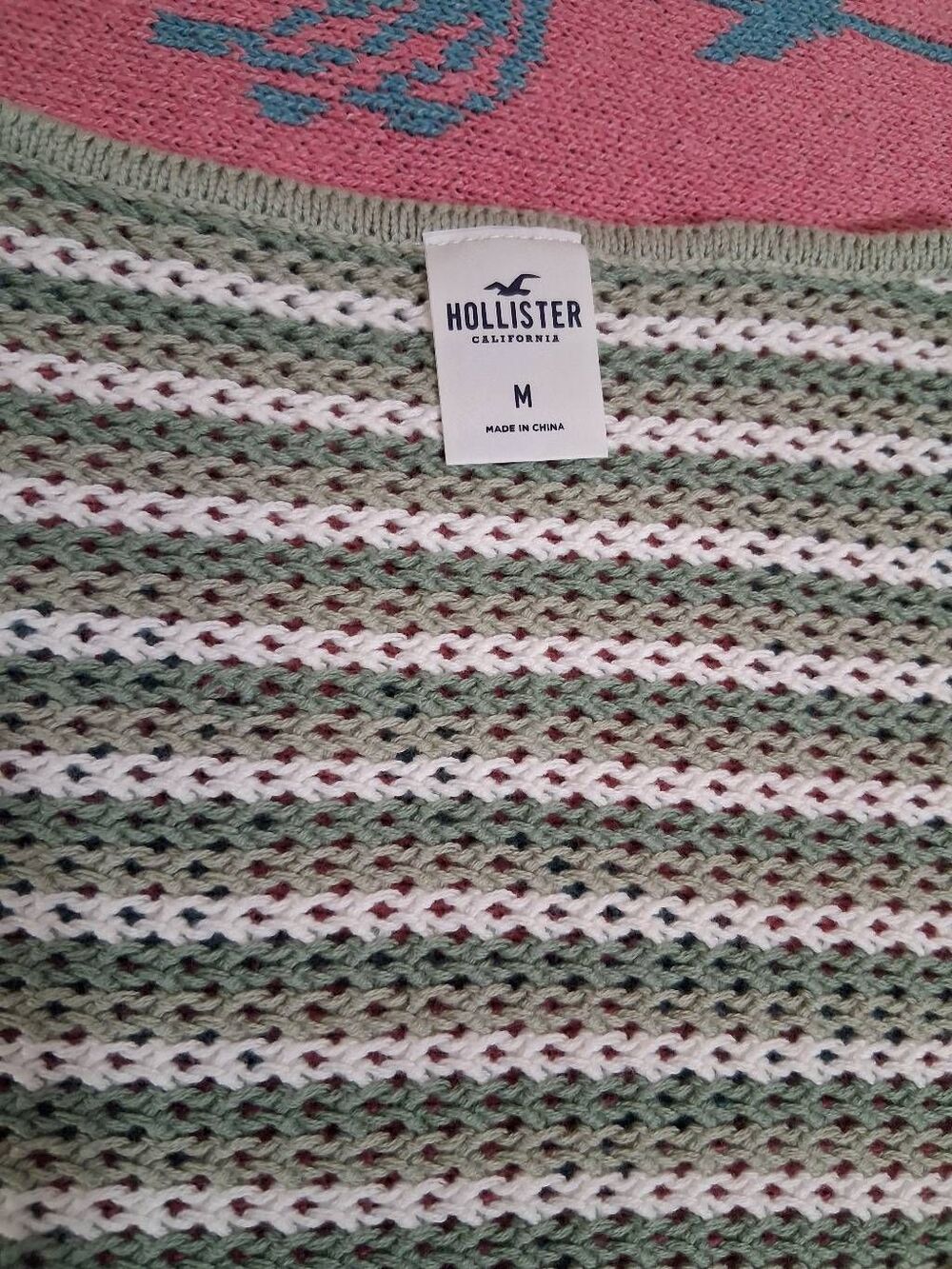 Hollister womens medium square neck crochet knit top sage green cotton - Picture 5 of 8